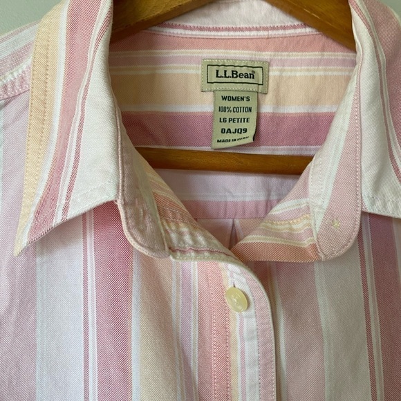 L.L. Bean vintage coastal grandma striped pink button down top - Picture 5 of 8